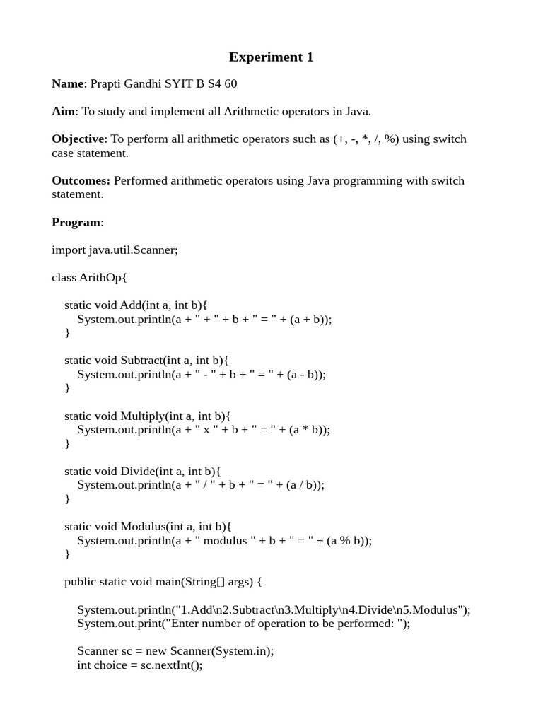 Prapti Gandhi Experiment 1 | PDF