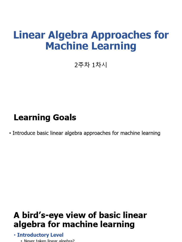 1 Lecture-02 Linear Algebra ML | PDF