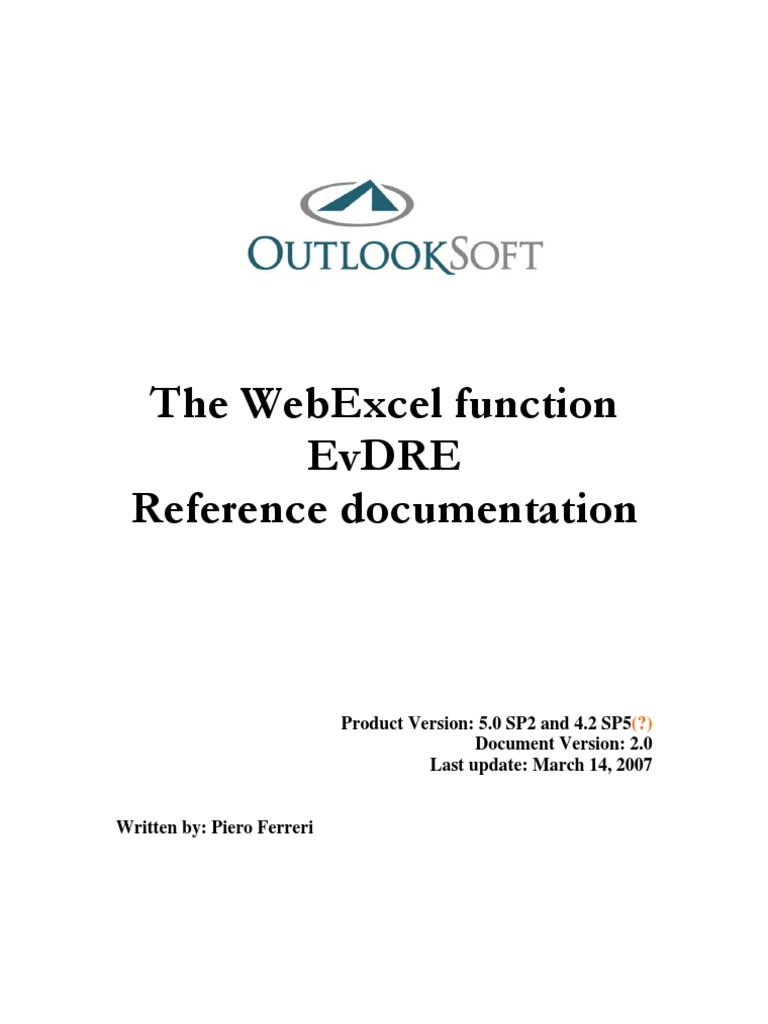 EvDRE Function Overview for WebExcel | PDF | Microsoft Excel ...