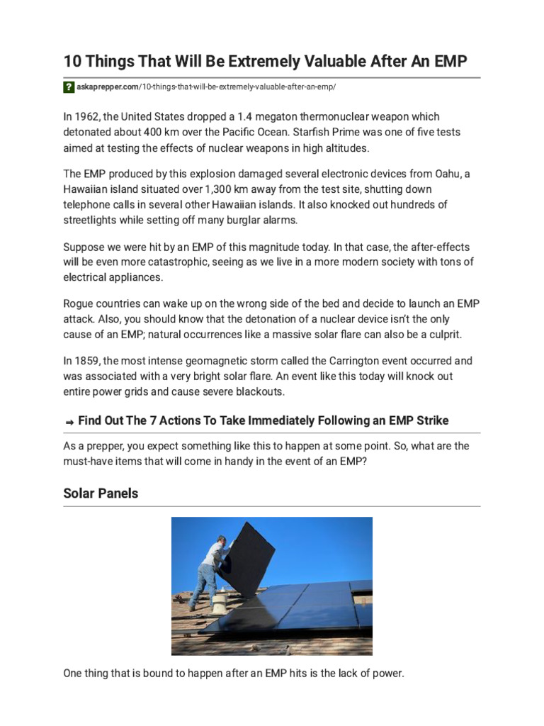 10 Things That Will Be Extremely Valuable After An EMP | PDF