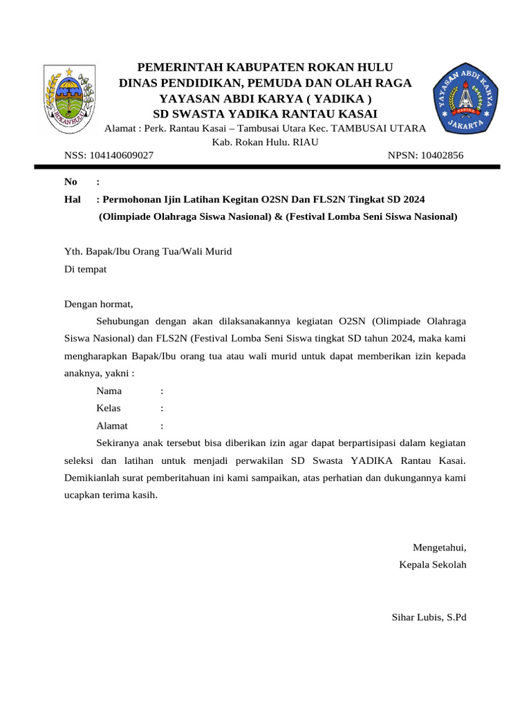 Surat Izin O2sn | PDF