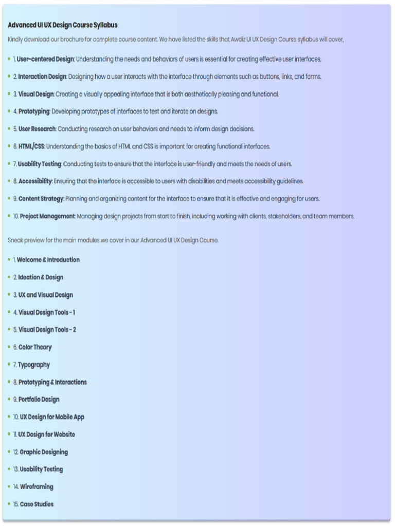 Ui Ux Design Course Syllabus | PDF