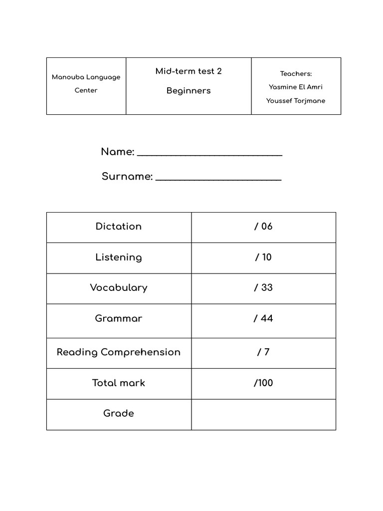 Test 2 - Beginners - Google Docs | PDF