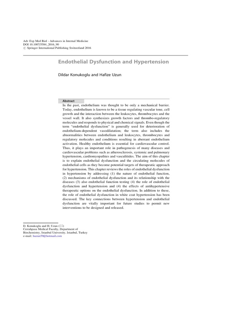Endothelial Dysfunction and Hypertension | PDF