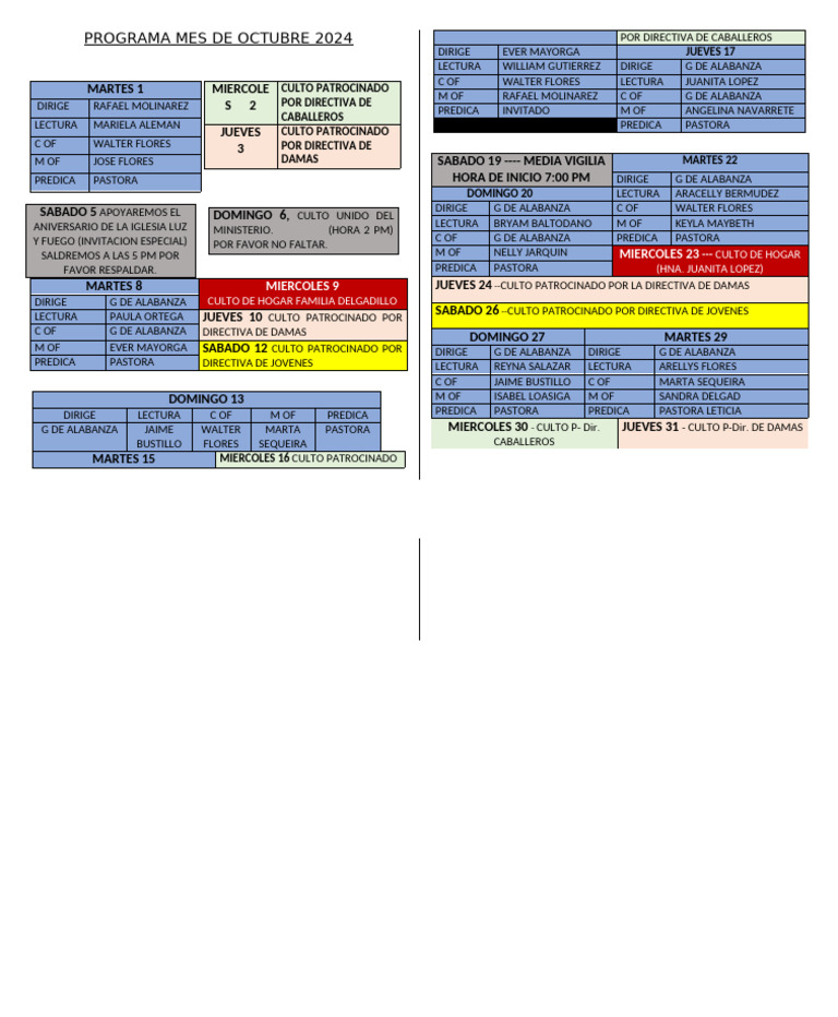 Programa Mes de Octubre 2024 | PDF
