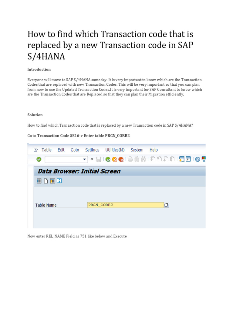How To Find Which Transaction Code Is Replaced by What | PDF
