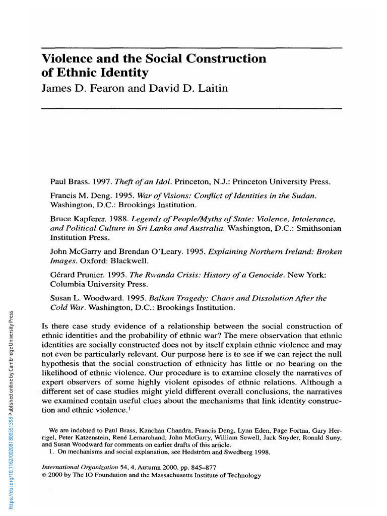 Violence and The Social Construction of Ethnic Identity | PDF