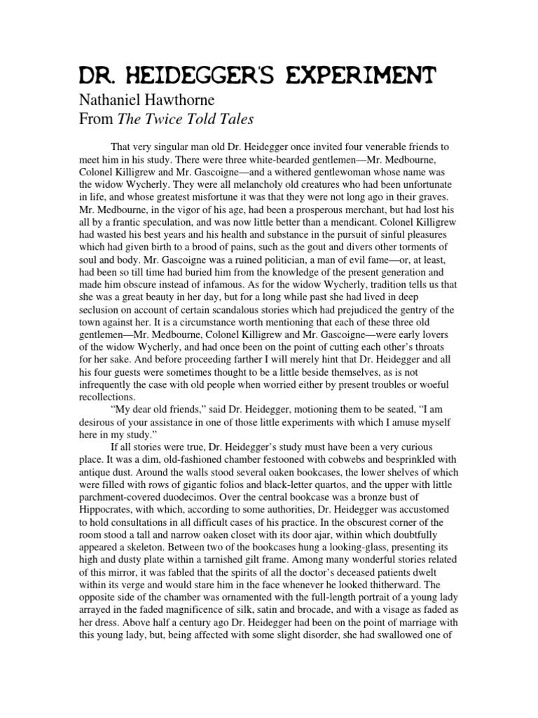 DR HEIDEGGER’S EXPERIMENT