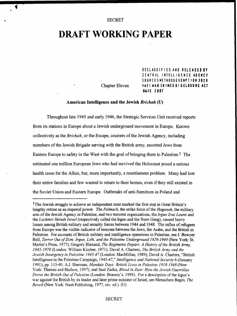 CIA and Nazi War Crim. and Col. Chap. 11-21, Draft Working Paper - 0001 ...