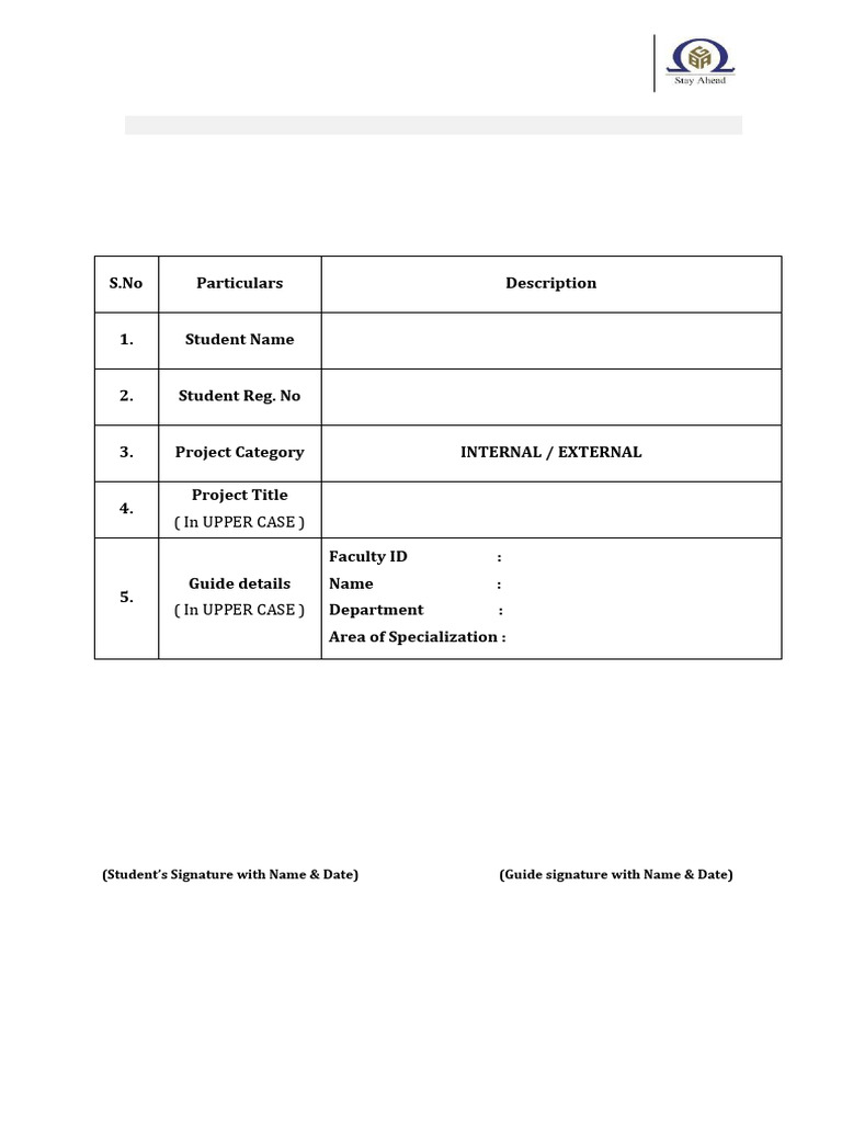 S4 PG Project Confirmation Form | PDF