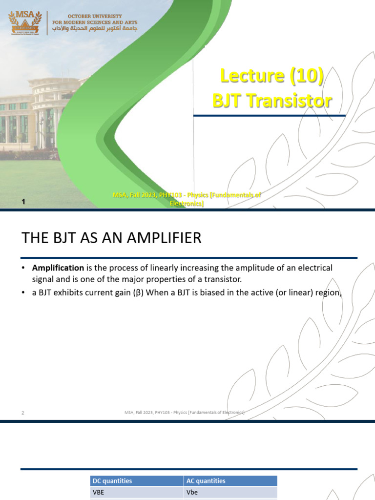 PHY103 - Physics (Fundamentals of Electronics) - Lecture 10 | PDF