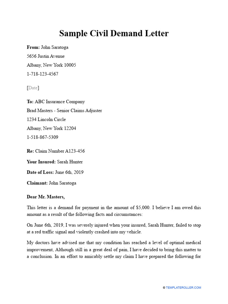 Main Sample Civil Demand Letter | PDF
