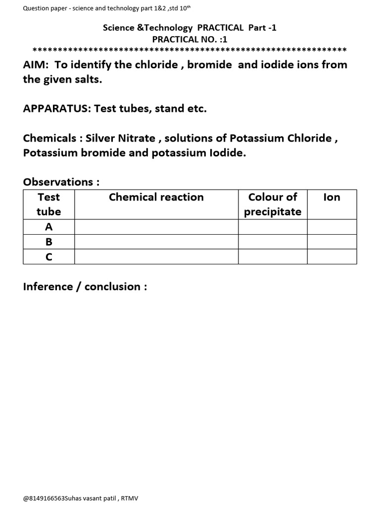 Practical question paper 1 pdf chemical reactions technology