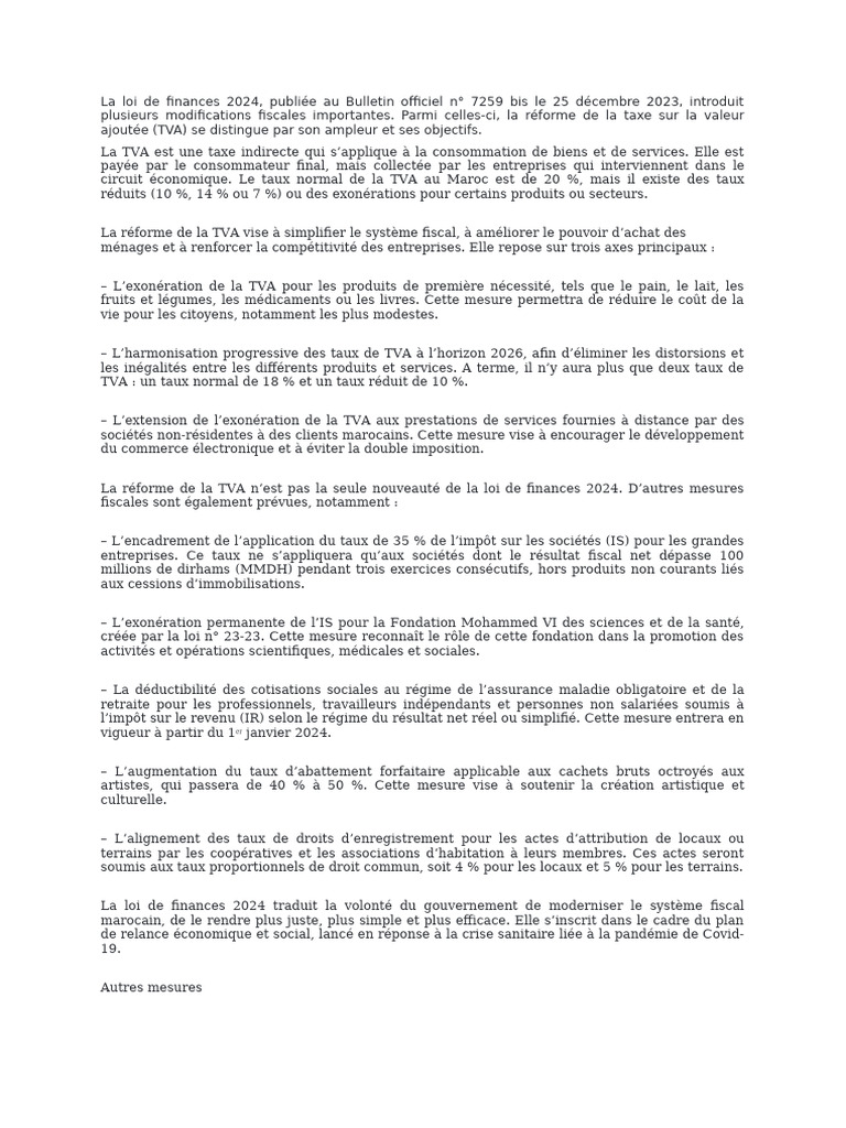 La Loi de Finances 2024 | PDF