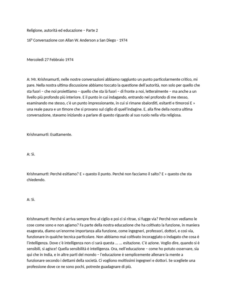 16) Krisnamurti Religione Autorita Ed Educazione 2 | PDF