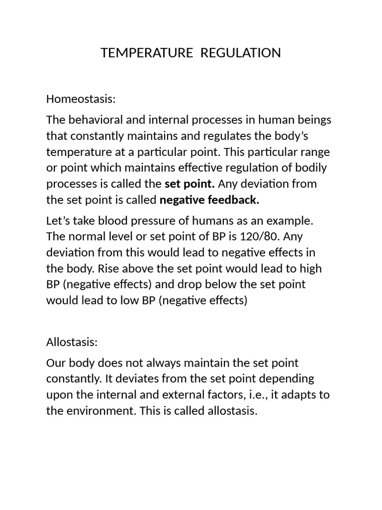 Temperature Regulation | PDF