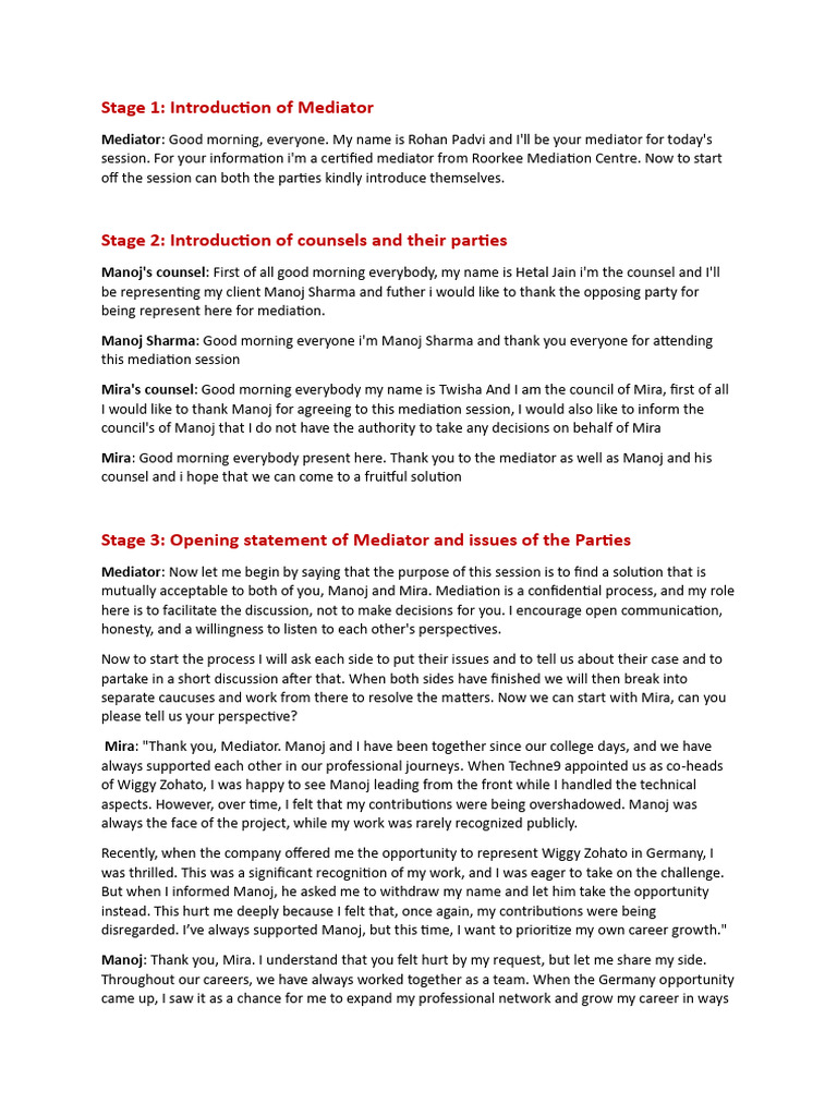 Mediation Script | PDF