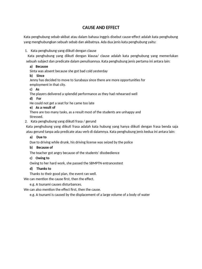 Cause and Effect | PDF