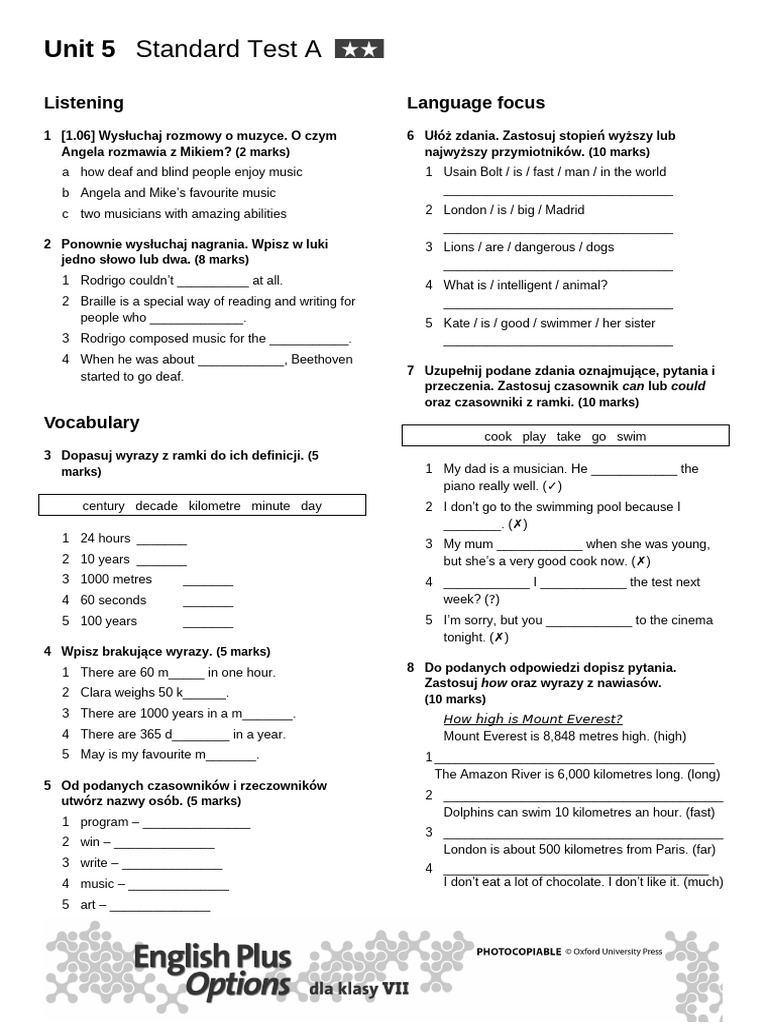 Unit 5 Standard Test A Pdf