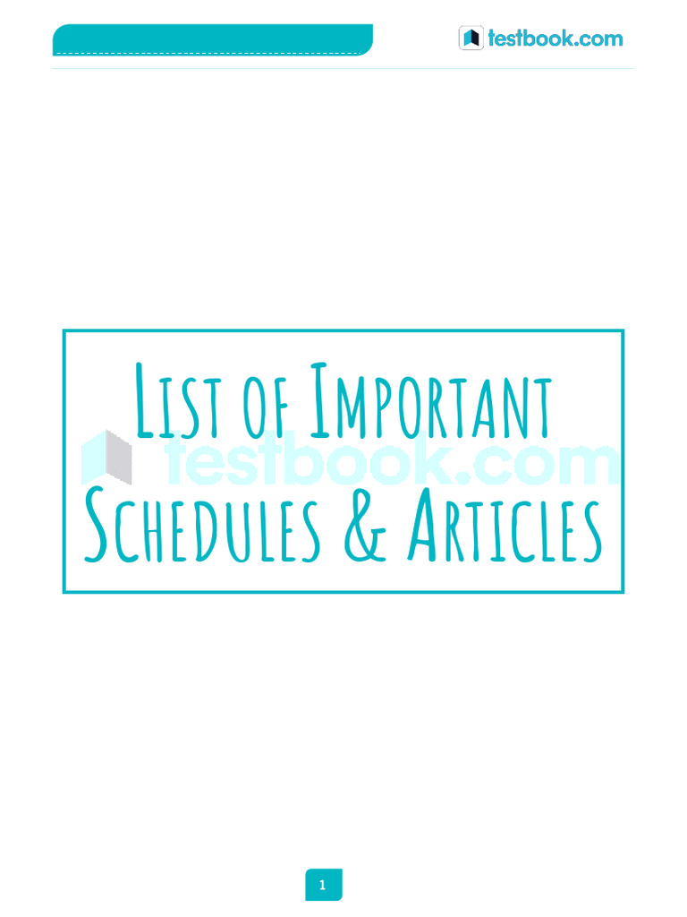 List of Important Schedules & Articles | PDF