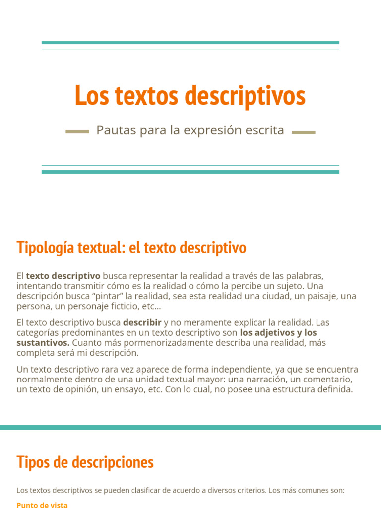 Los Textos Descriptivos Pdf