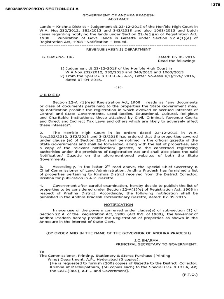 G o MS No 196 PDF | PDF