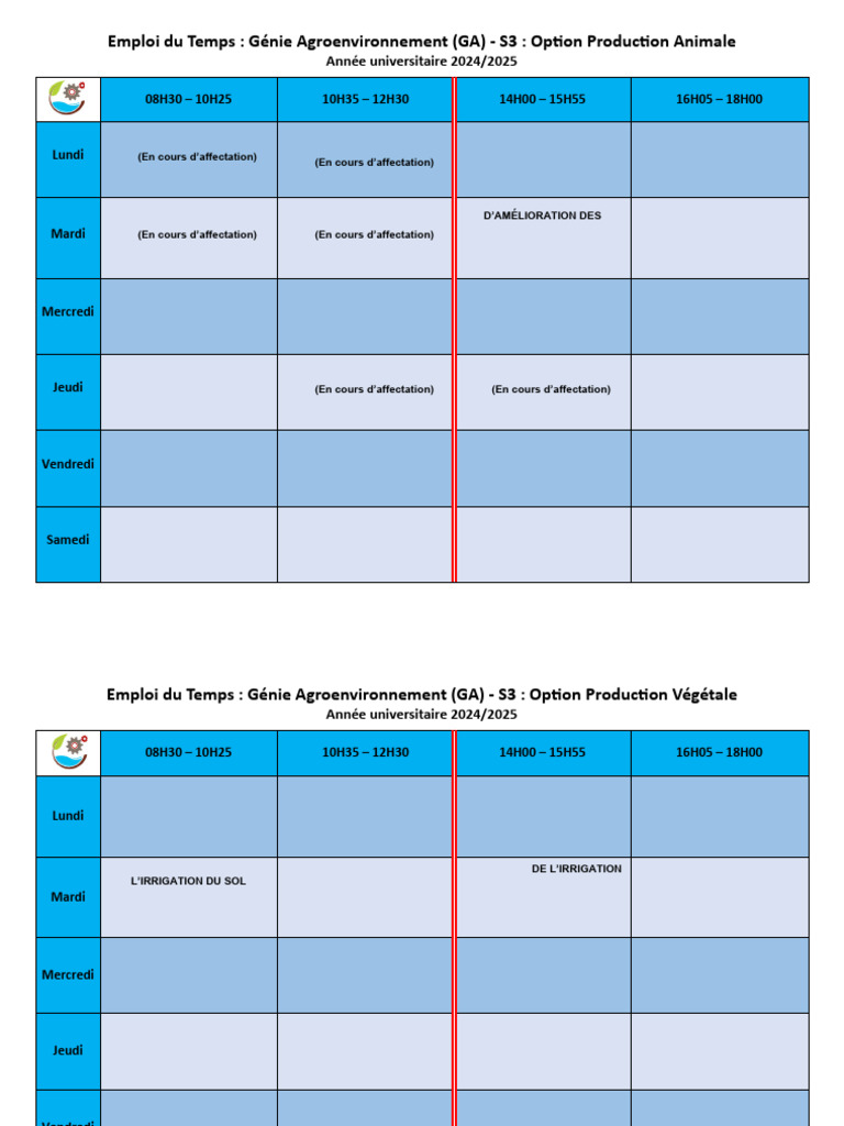 Emplois Du Temps DUT S3 2024 2025 | PDF