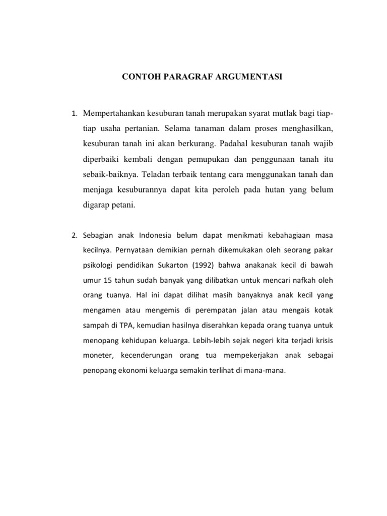 CONTOH PARAGRAF ARGUMENTASI