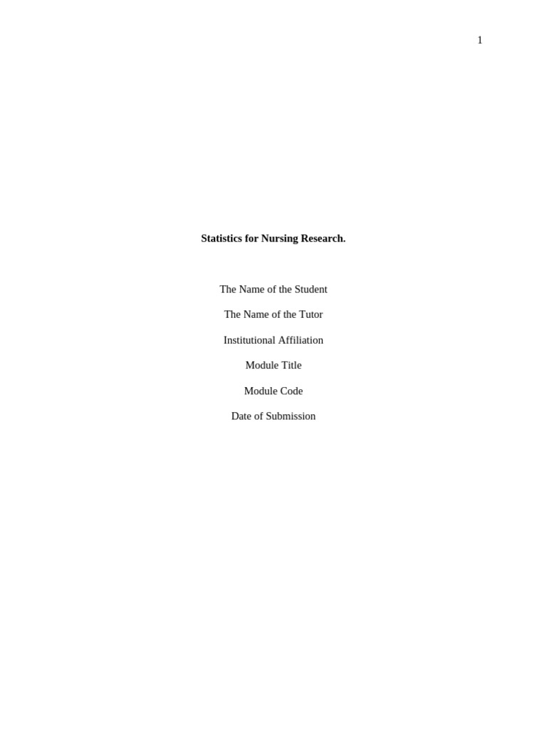 Statistics For Nursing Research - Exercises 14,15,29&30 - Draft | PDF