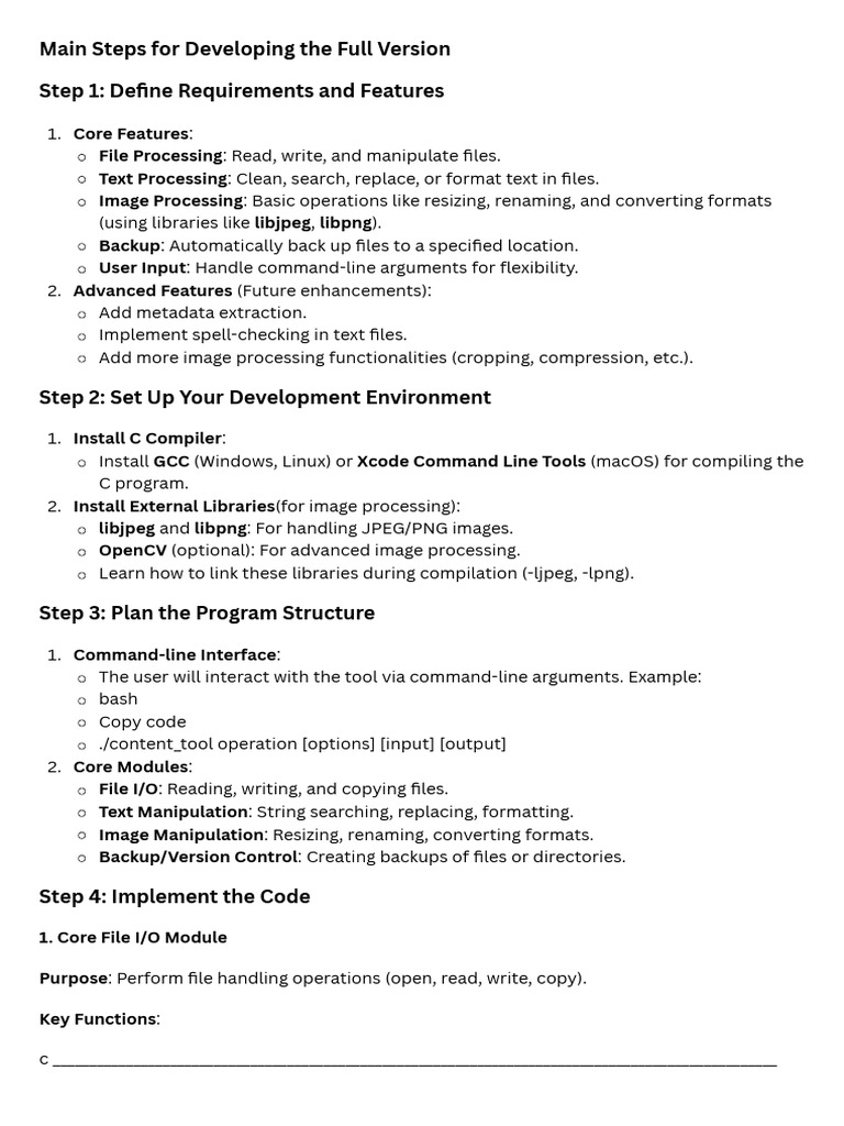 Main Steps For Developing The Full Version | PDF