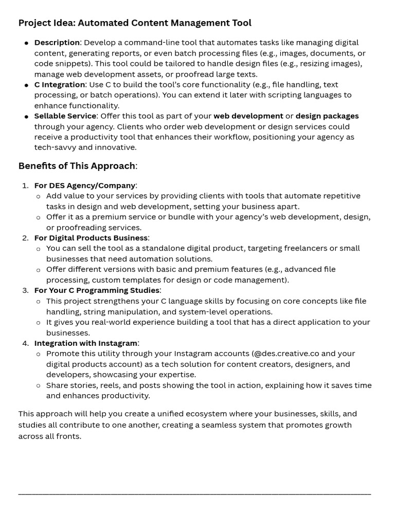 Project idea automated content management tool pdf