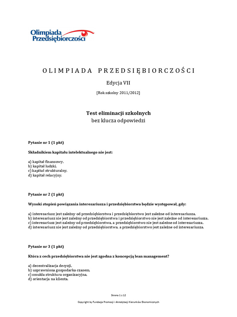 OP7 Szkolne Test Bez Klucza | PDF