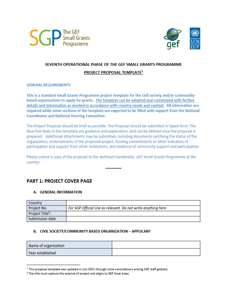 SGP OP7 Project Proposal Template - FINAL 002 | PDF