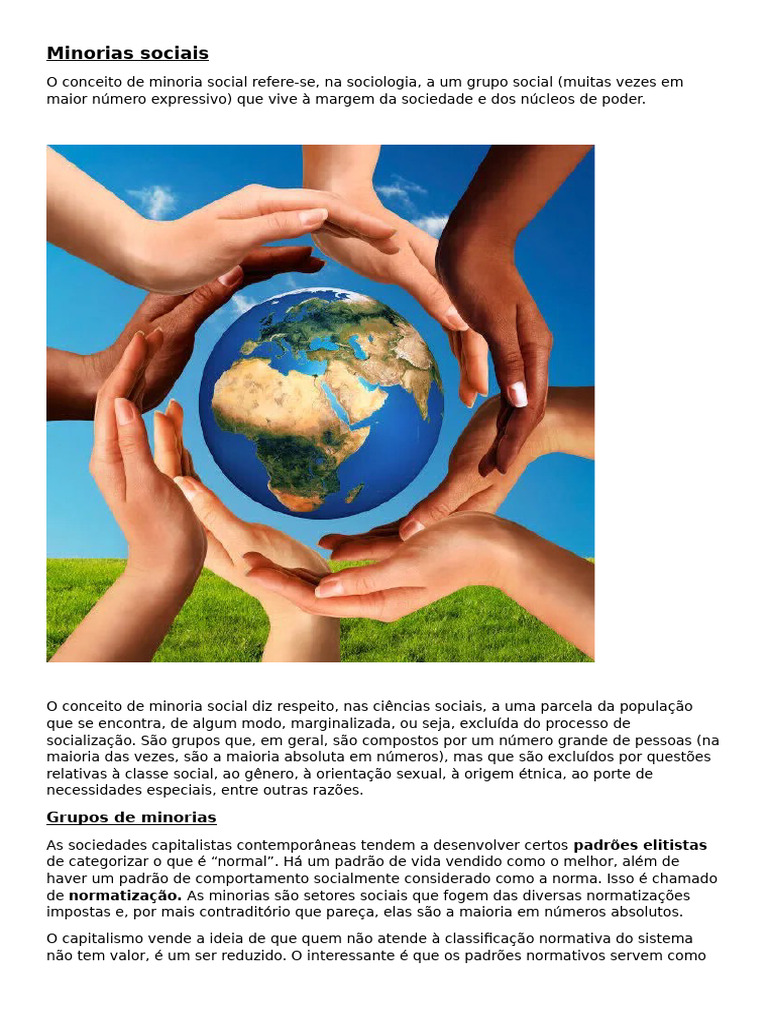 O que são minorias sociais? | PDF | Povos indígenas | Grupo minoritário
