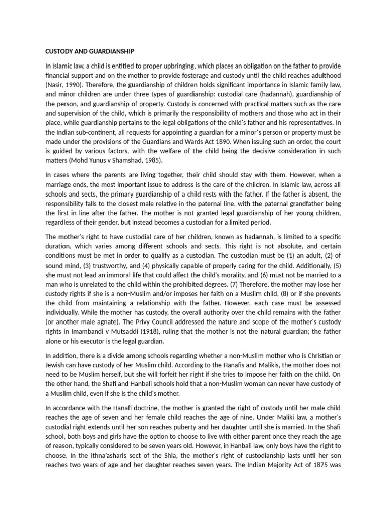 Custody and Guardianship | PDF | Legal Guardian | Child Custody