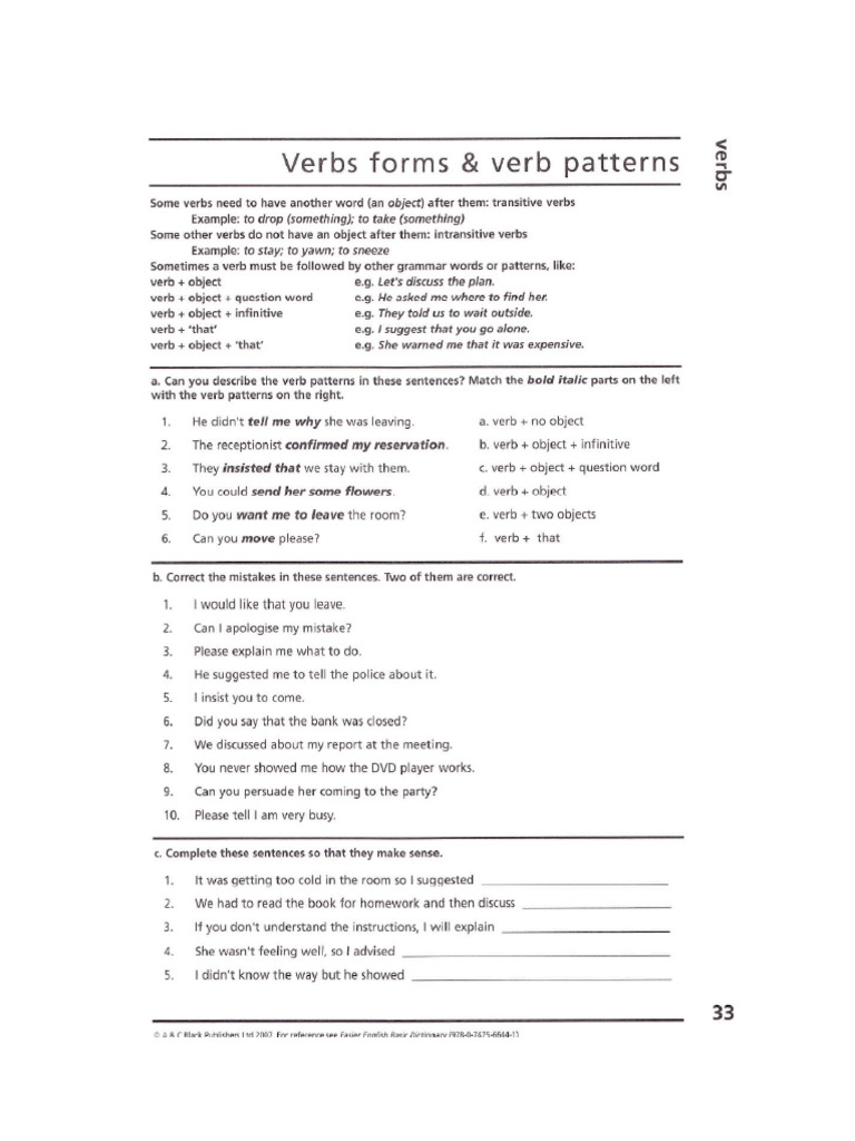 Verb Forms And Verb Patterns Pdf