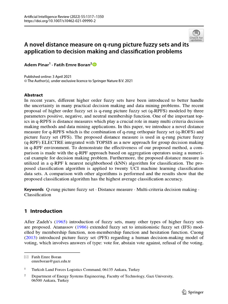 A Novel Distance Measure On Q Rung Picture Fuzzy Sets and Its ...