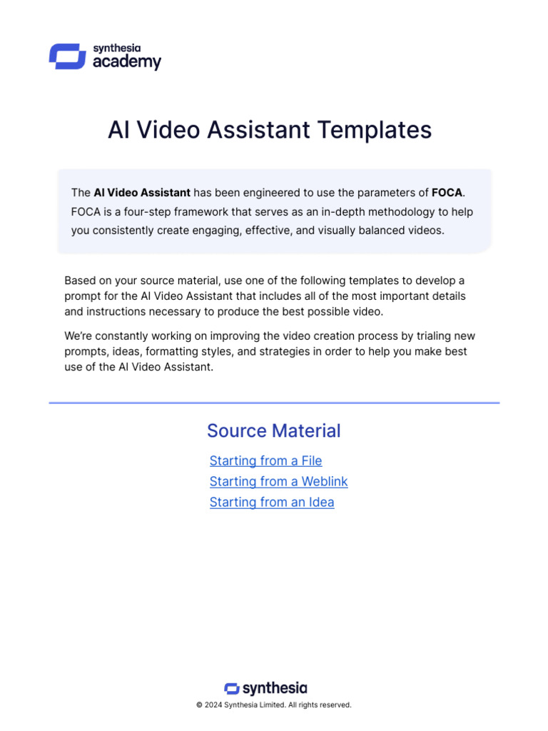 AI Video Assistant Scripting Templates PDF