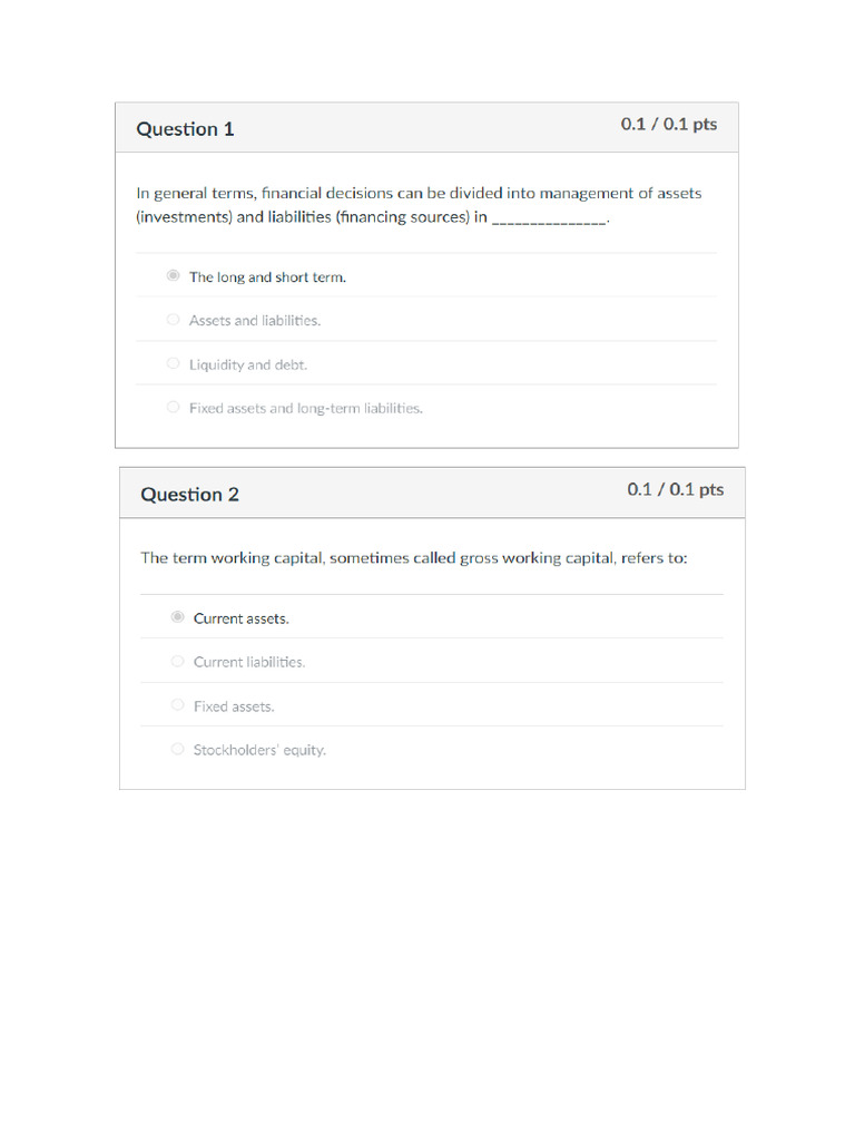 Unit 4. Management of Current Assets and Liabilities Test | PDF