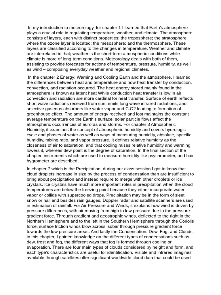 In My Introduction To Meteorology | PDF | Atmosphere Of Earth | Science ...
