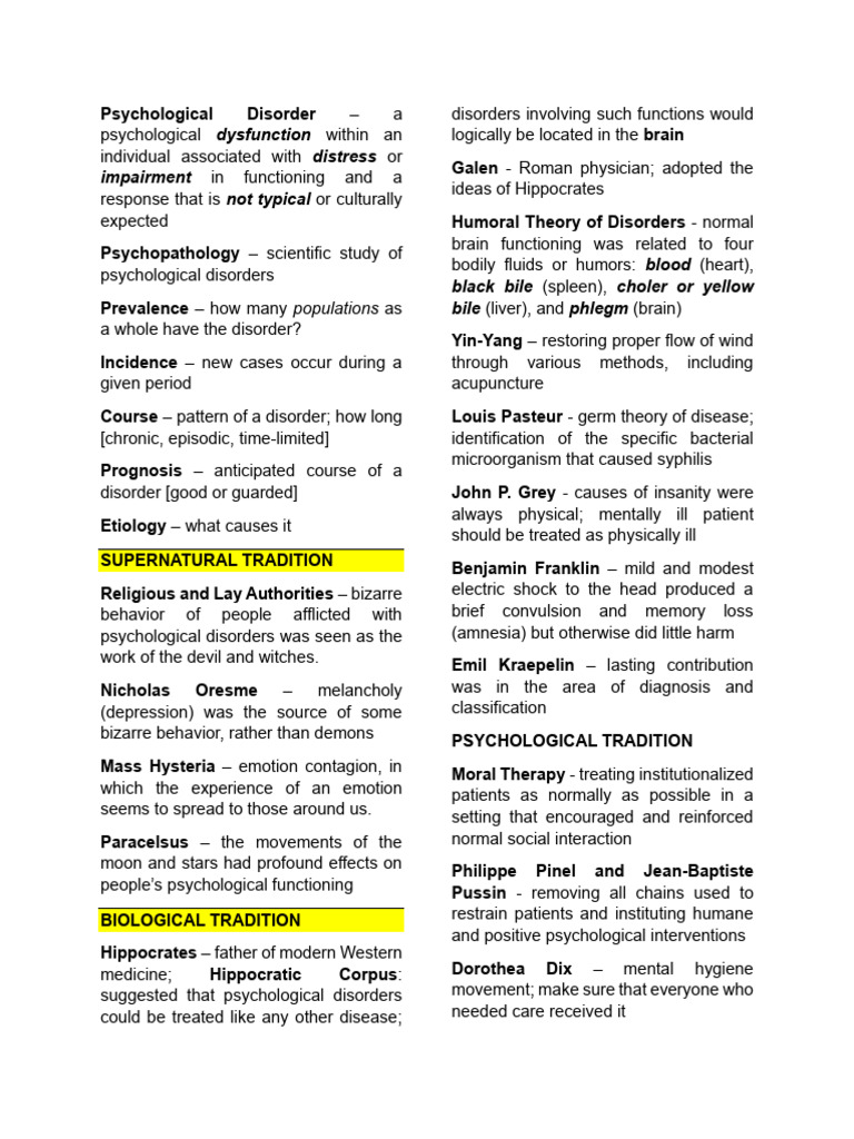 Abpsy Disorders Gist | PDF