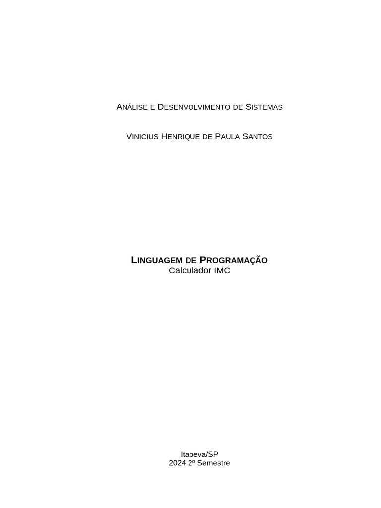 Portifolio - Vinicius Henrique de Paula Santos - Linguagem Python | PDF