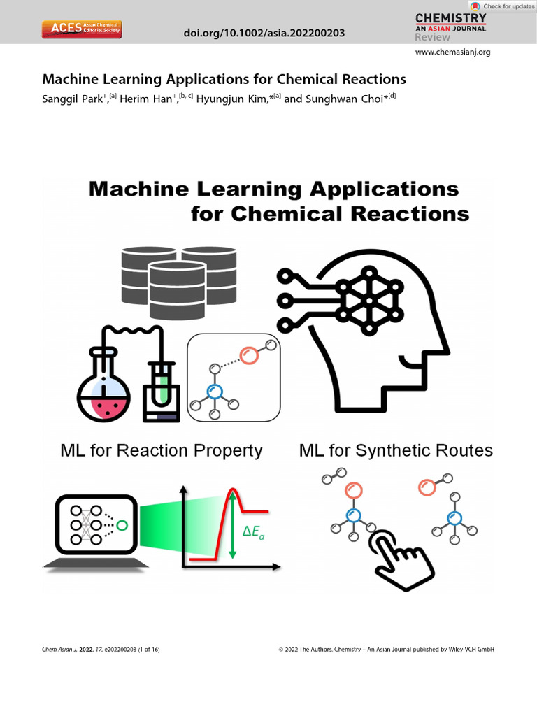 Asian Journal - 2022 - Machine Learning Applications For Chemical ...
