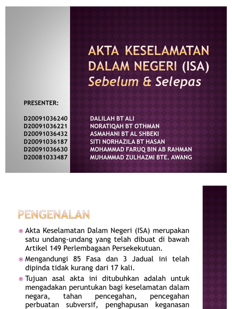 Akta Keselamatan Dalam Negeri (Isa) | PDF