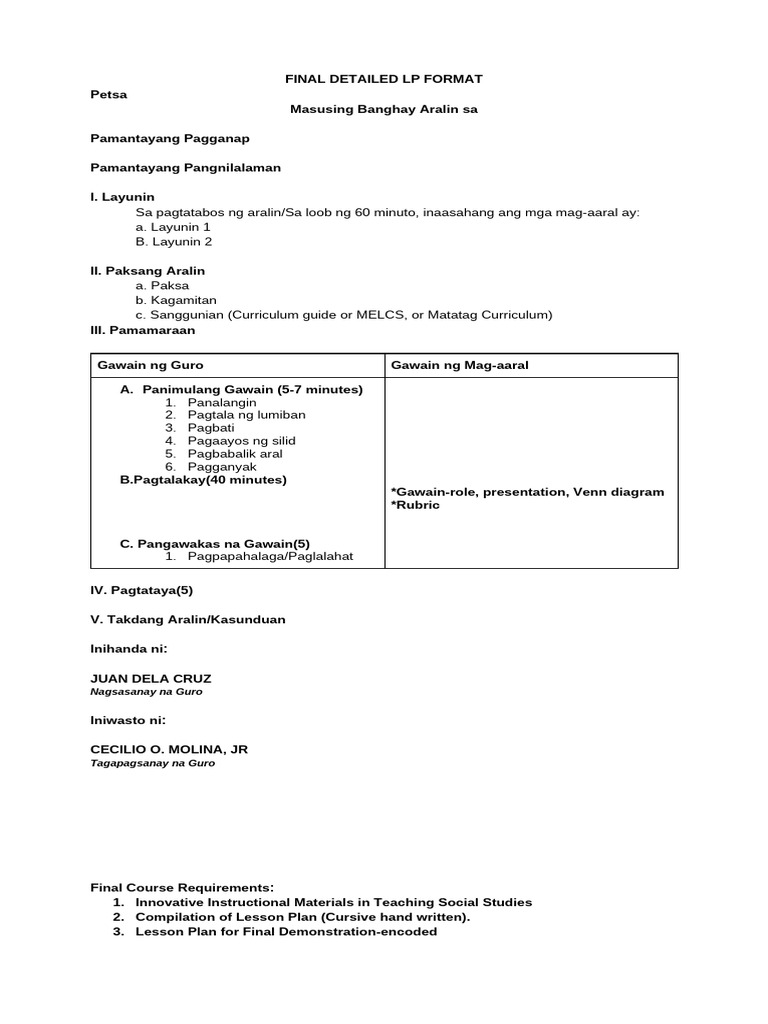 Lp Written Format Pdf
