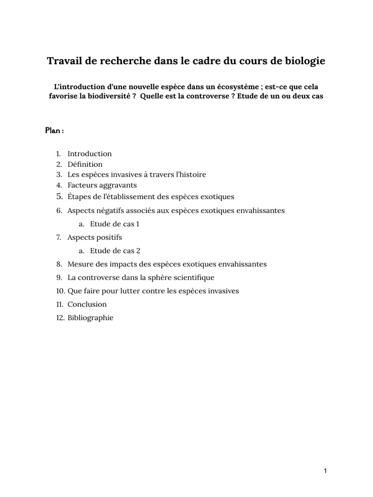Sujet de Recherche BIO | PDF