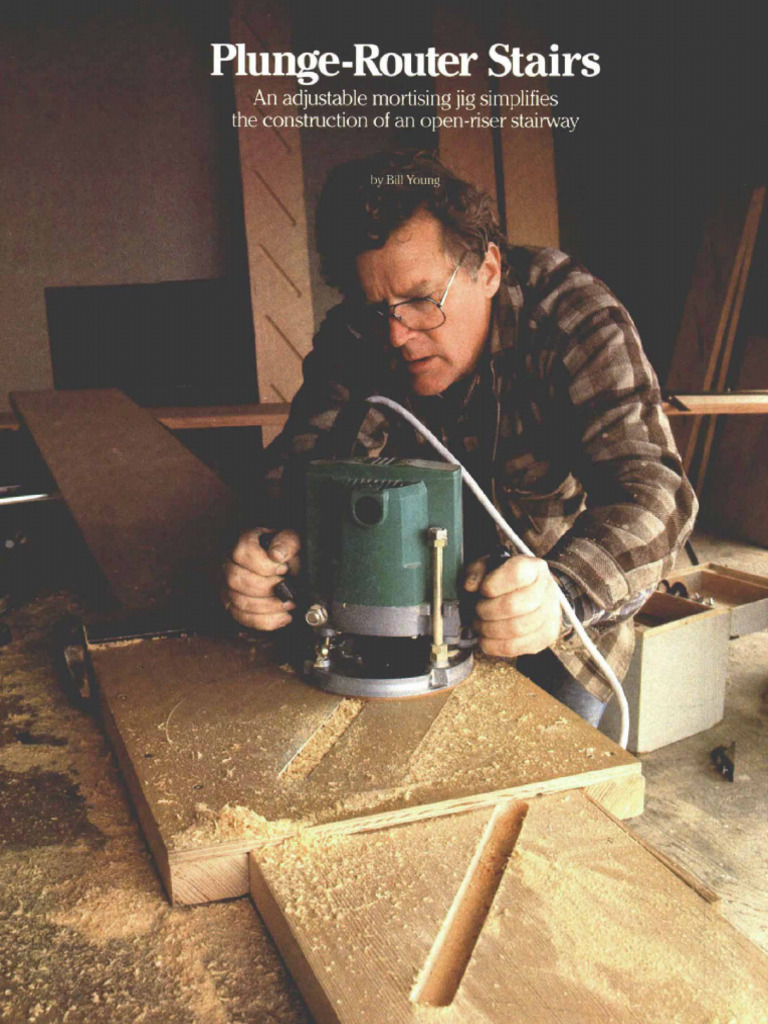 Plunge-Router Stairs: An Adjustable Mortising Jig Simplifies The ...