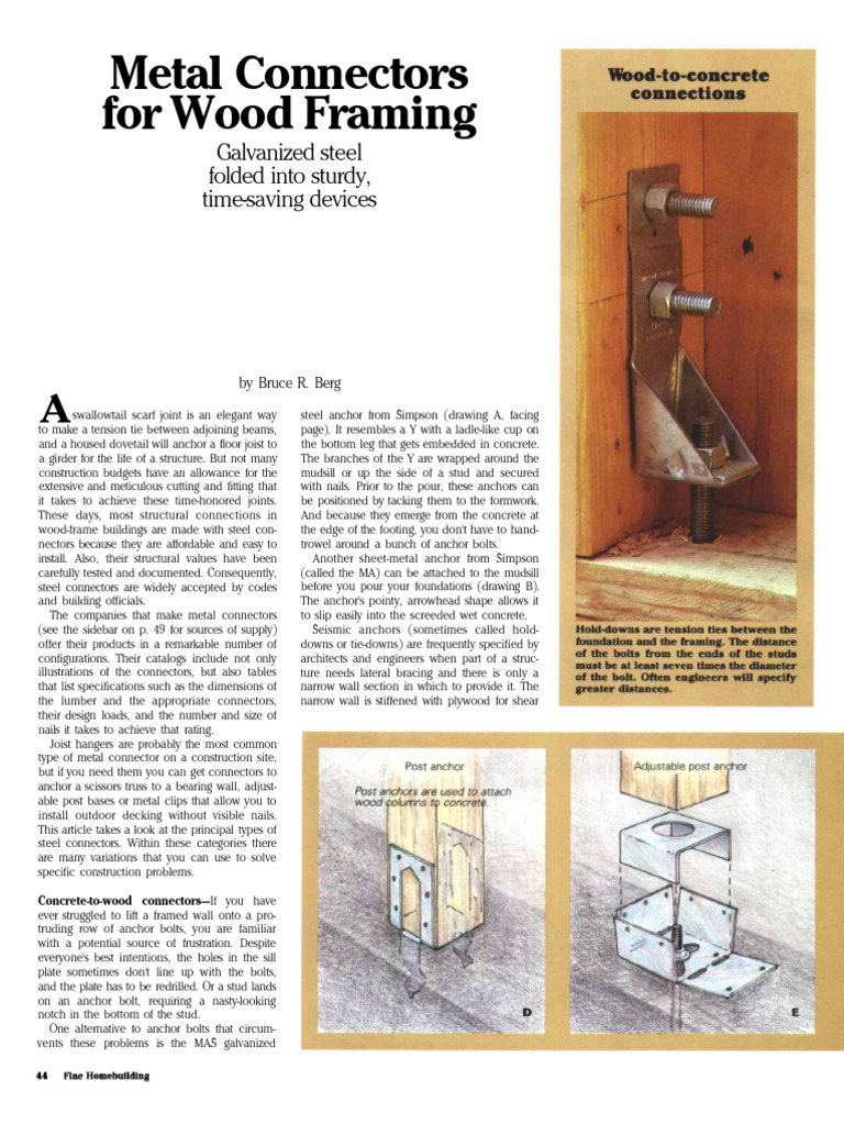 Metal Connectors For Wood Framing: Galvanized Steel Folded Into Sturdy ...