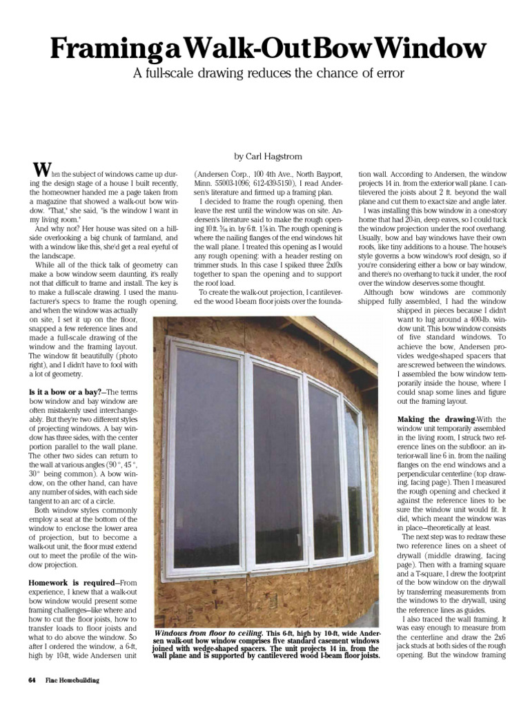 Framing A Walk-Out Bow Window: A Full-Scale Drawing Reduces The Chance ...