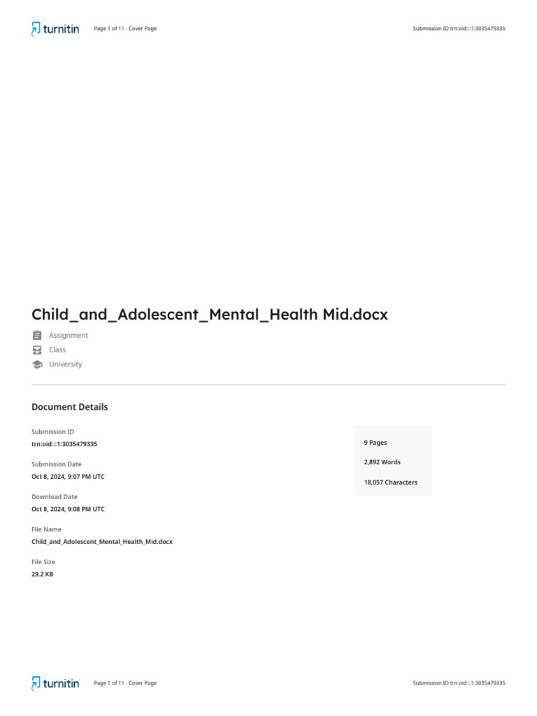 AI-Child and Adolescent Mental Health Mid | PDF